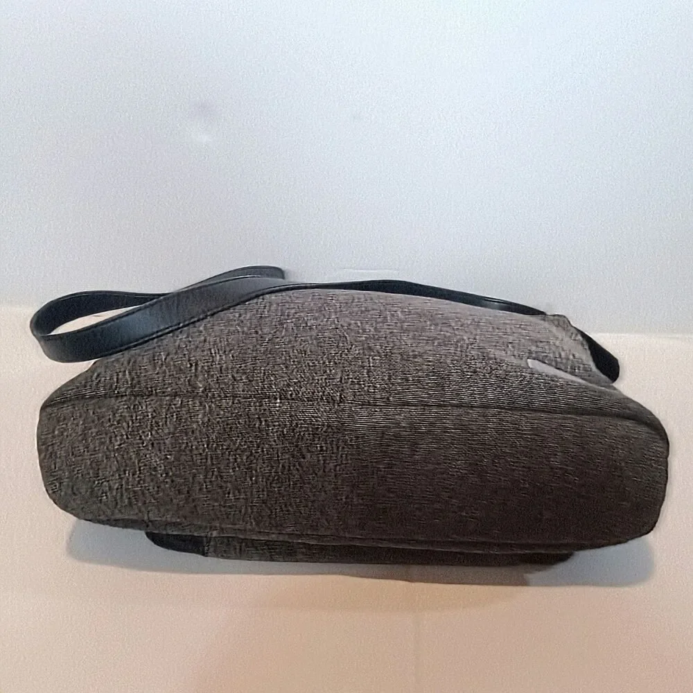 Vintage Capezio Herringbone Canvas Shoulder Bag-Adjustable Straps-Black-Gray
